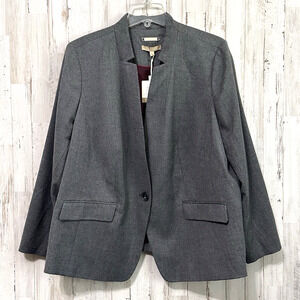 Talbots Virgin Wool Blazer Jacket 22WP Petite Gray Lined One Button Career NEW